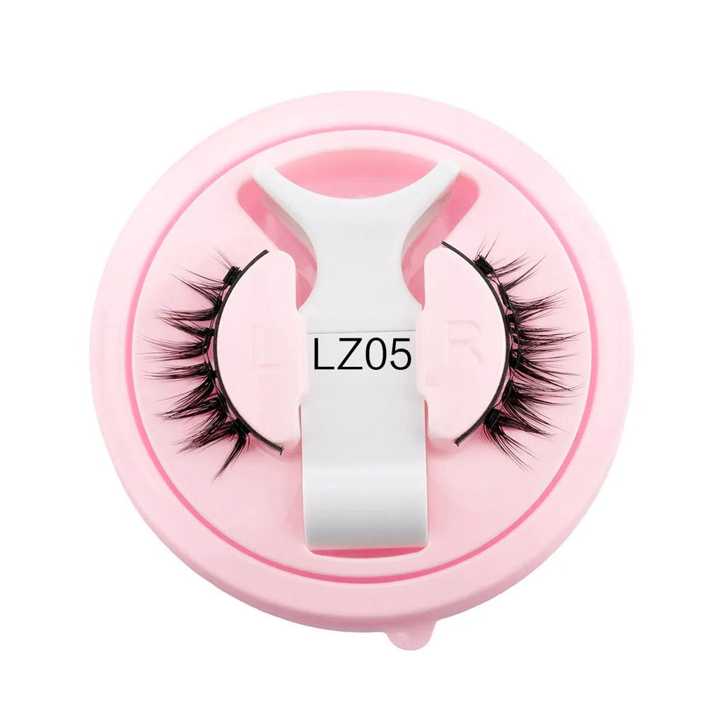 Set of reusable, glue-free waterproof false eyelashes in artificial fibre, showing natural thick 0.6-1.1mm lashes.