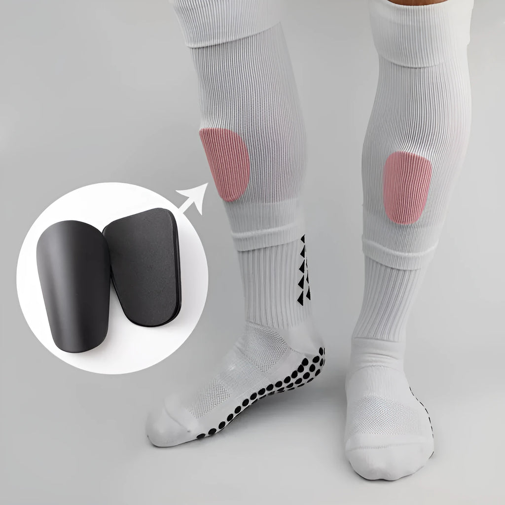 PU mini shin guards in black, white, red, and dream blue colours with S and XS sizing codes
