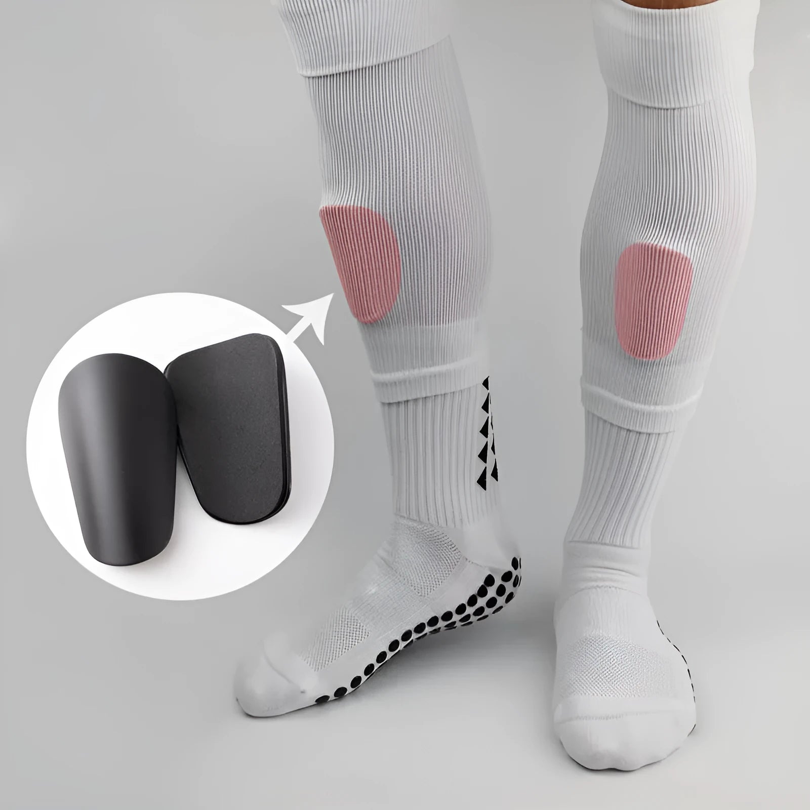 PU mini shin guards in black, white, red, and dream blue colours with S and XS sizing codes