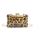 Leopard-print square PU handbag with internal phone pocket, in black and brown colour options