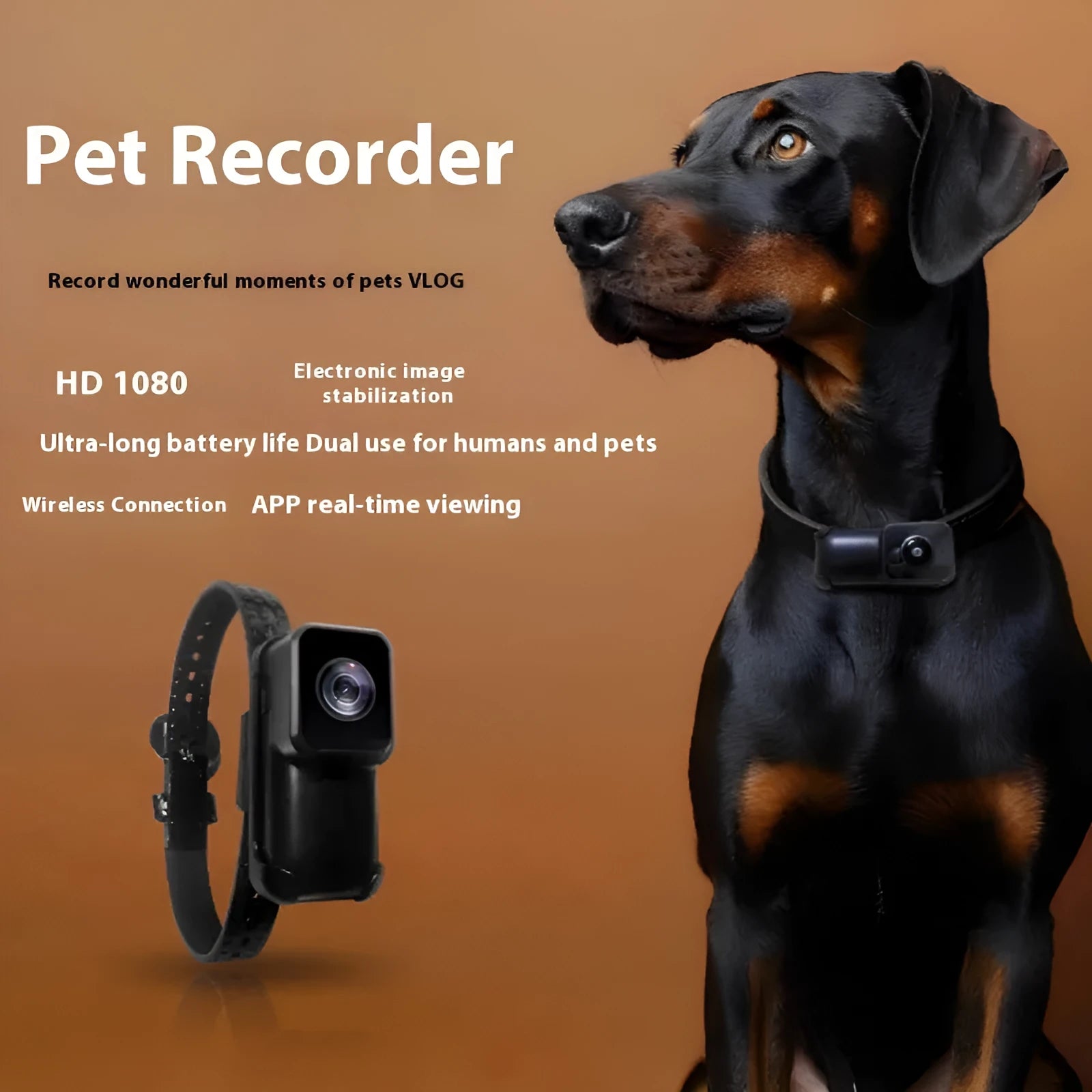Black wifi camera neckband wireless recorder with compact dimensions and Type-C charging port