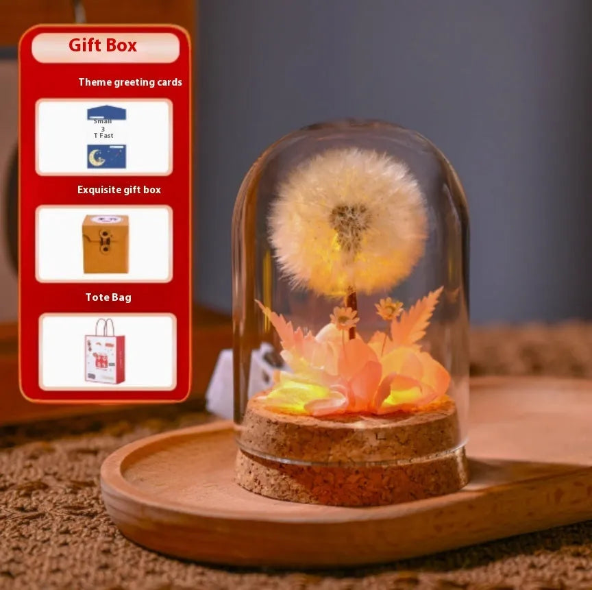 Glass dandelion-shaped night light ornament with colour gradient options
