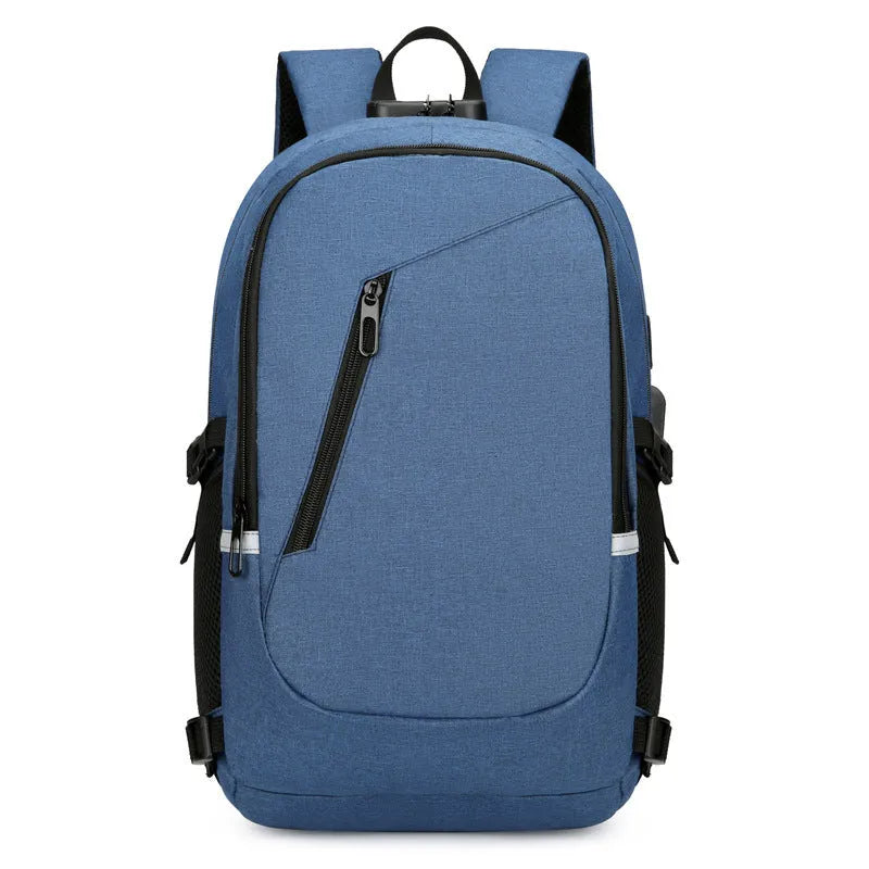Oxford cloth computer backpack in blue colour with 20-35L capacity for leisure travel