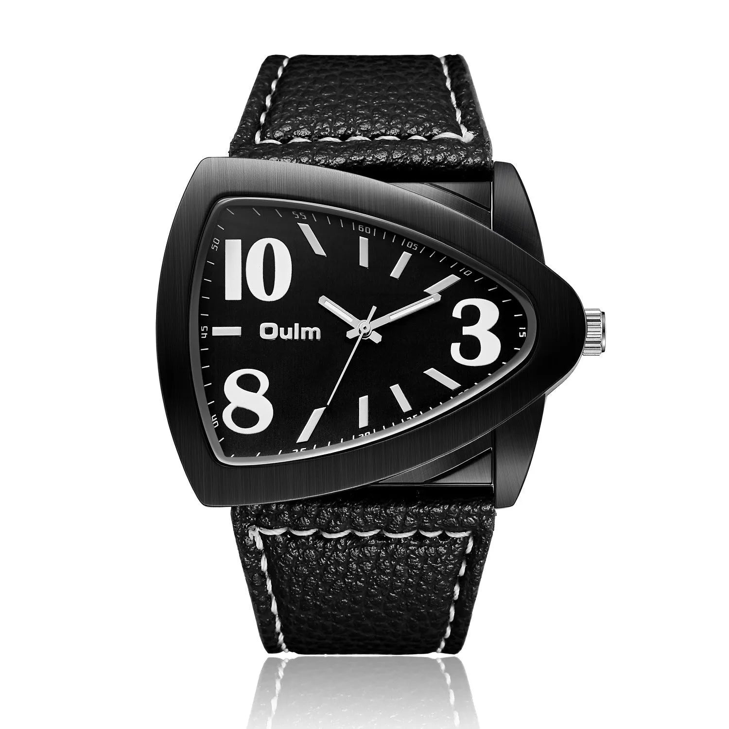 Men's brown casual watch with triangular geometric strap design and quartz movement