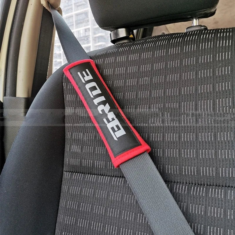 Car seat belt shoulder pads in three colours with cotton and sponge cloth construction