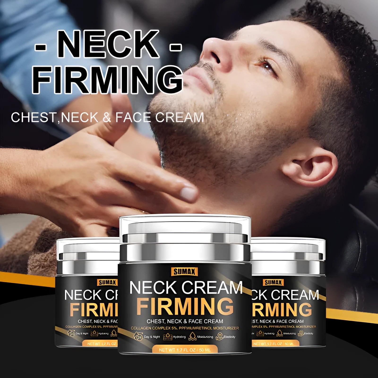 Men's Push Body Care Neck Cream 50ml bottle for universal skin type daily neck care
