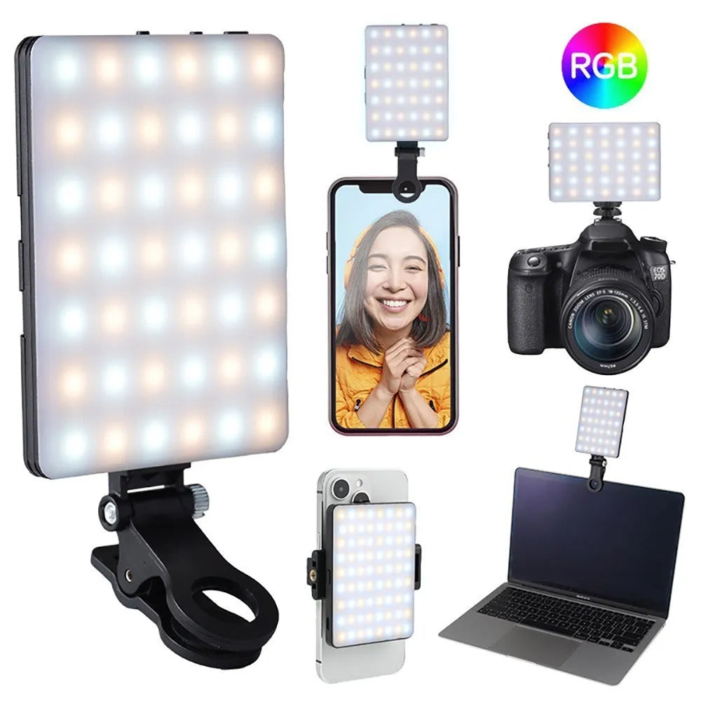 Portable pocket fill light with clip attachment for mobile phones, measuring 10.4cm wide