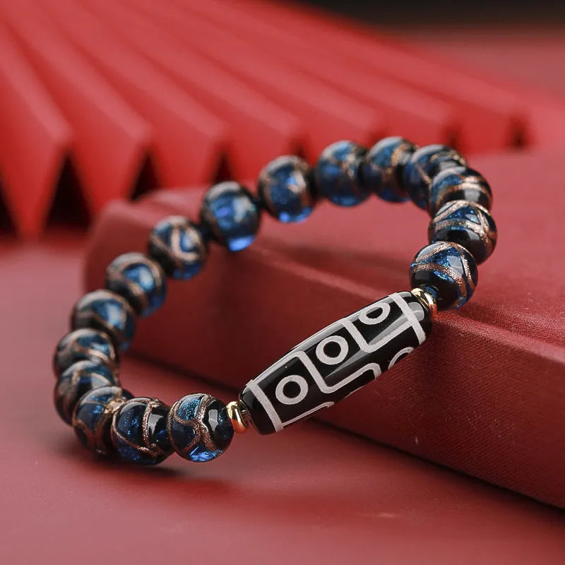 Coloured glaze Chinese style bracelet with snake beads, available in 10mm, 12mm, or 14mm sizes.