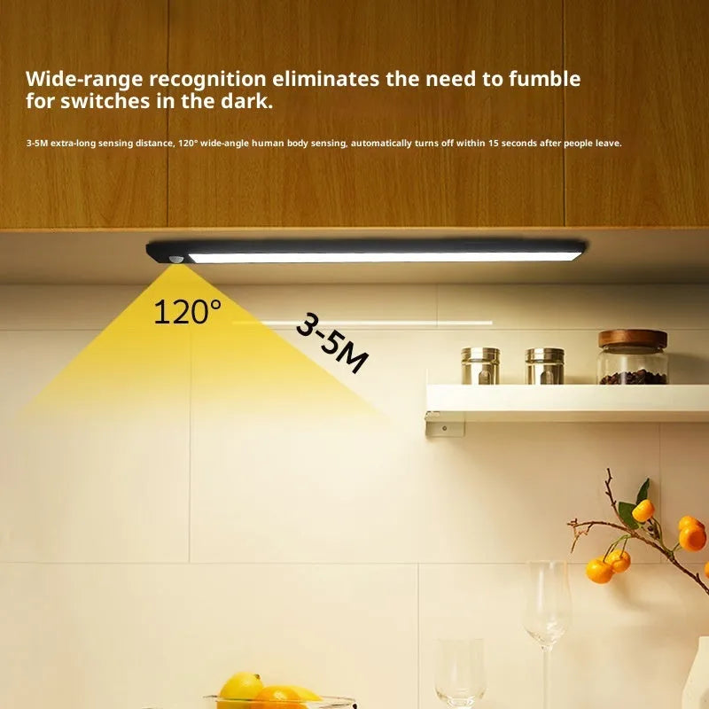 Silver 30cm smart LED human sensor wardrobe light with magnetic and self-adhesive mounting