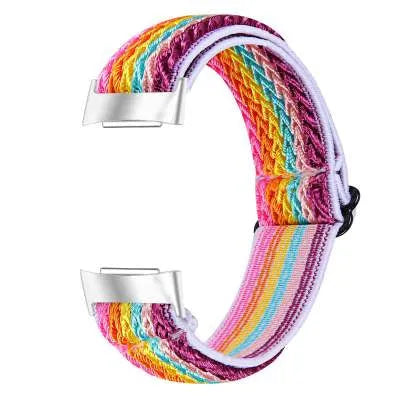 Printed elastic replacement strap for Fitbit Charge 6 watch in adjustable design with colourful patterns