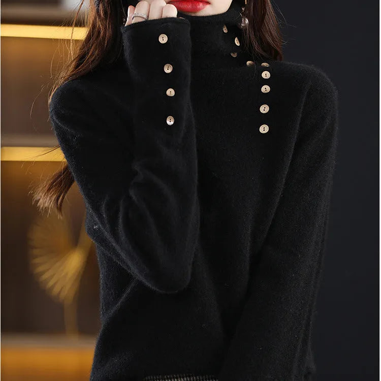 Slim fit knitted bottoming shirt with 3D pattern in core-spun yarn, shown in multiple colour options
