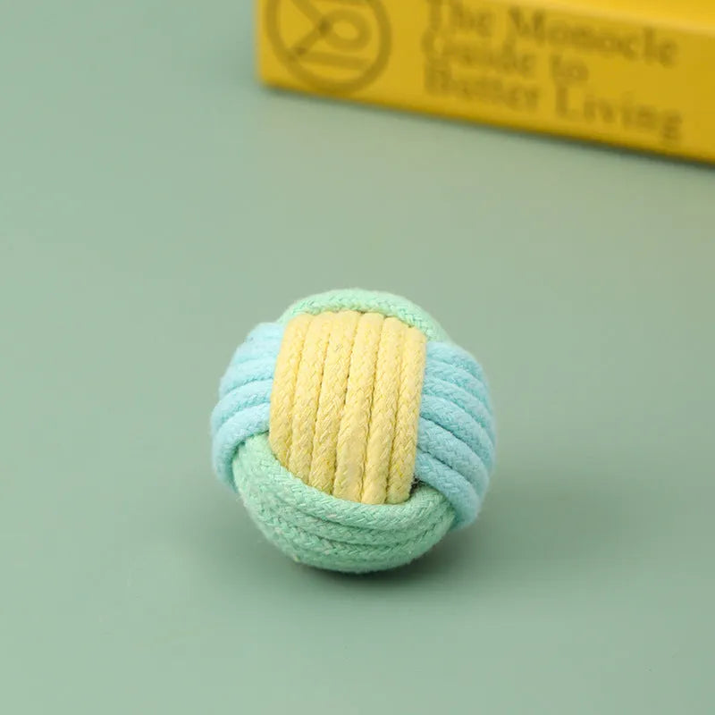 Handmade natural cotton cat plush ball toy for teeth grinding and interactive play