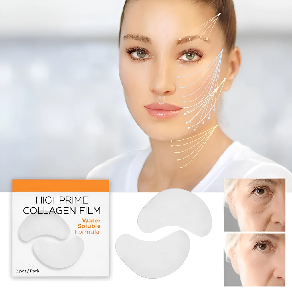 Collagen water-soluble facial mask box with 2pcs under-eye sheets containing collagen and hyaluronic acid