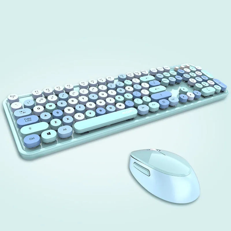 Wireless keyboard and mouse set in Sweet lipstick mixed colour with full-size layout and USB receiver