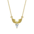925 sterling silver eagle pendant necklace with adjustable O-ring chain in electroplated white or yellow gold colour