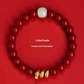 Handmade cinnabar Snake Year zodiac bracelet with snake beads in Chinese style unisex design