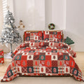 Christmas red plaid pattern European style bedding three-piece set with quilt cover and pillowcases.