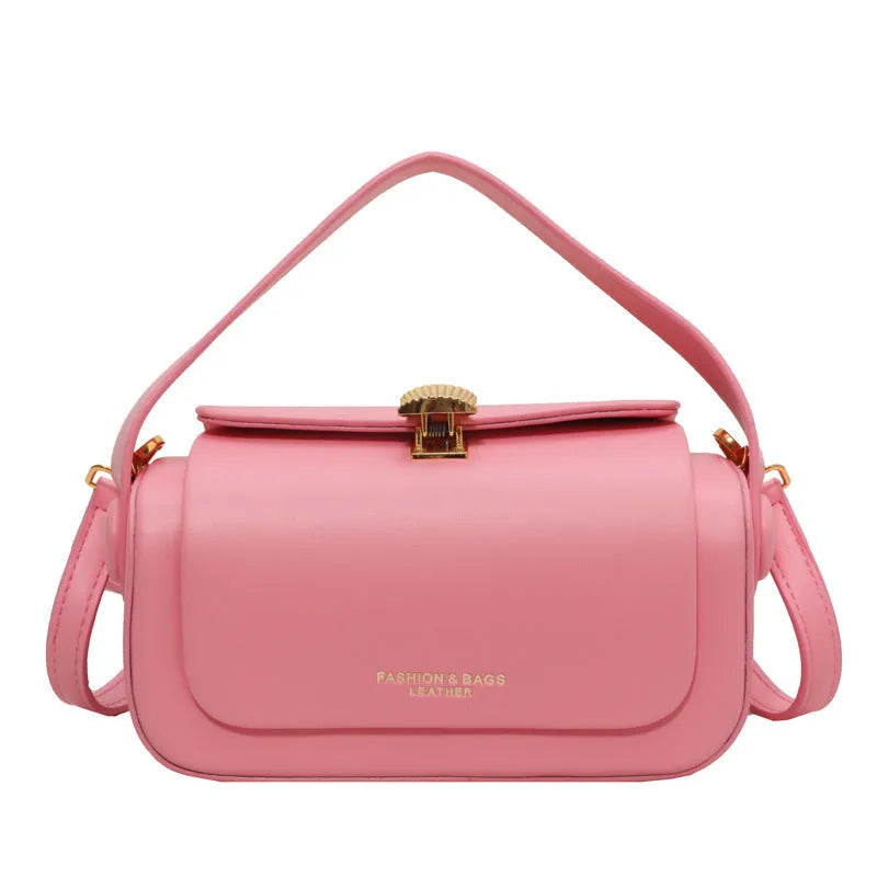 Women's personalised PU leather shoulder messenger bag with letter pattern and stitching design