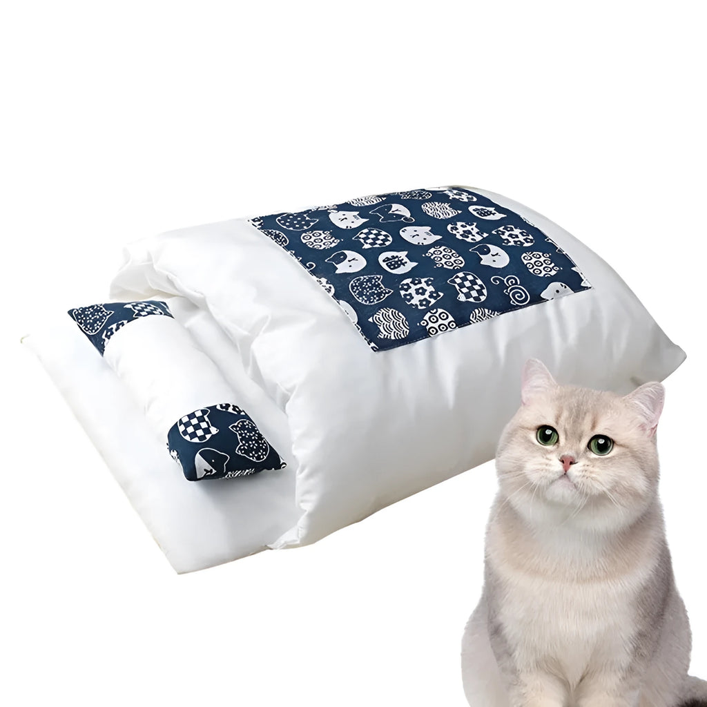 Cat bed winter removable sleeping bag with pillow for cats up to 10 kg