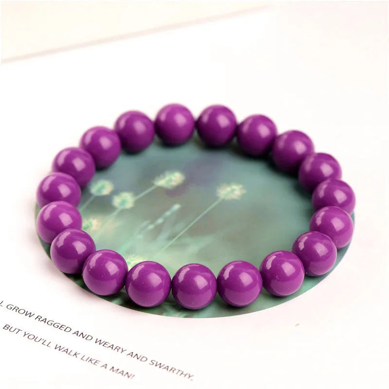 Jiuya polished purple mica crystal bracelet showing 5A grade beads in single circle design.