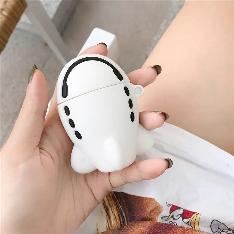 Aircraft headset cartoon design silicone protective case for Apple AirPods with carry hook
