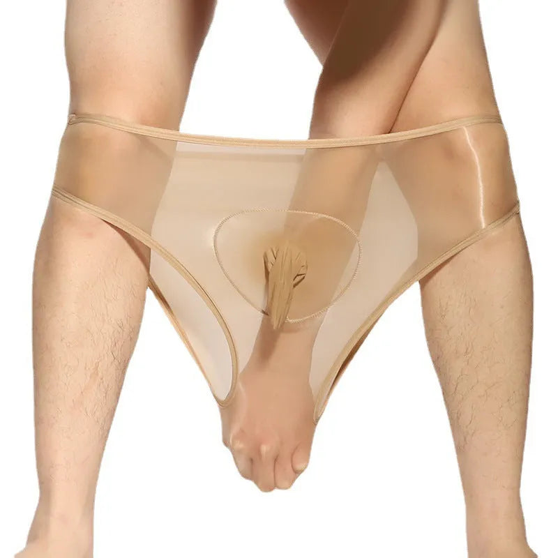 Men's silky nylon briefs with bullet separation pouch in multiple colour options