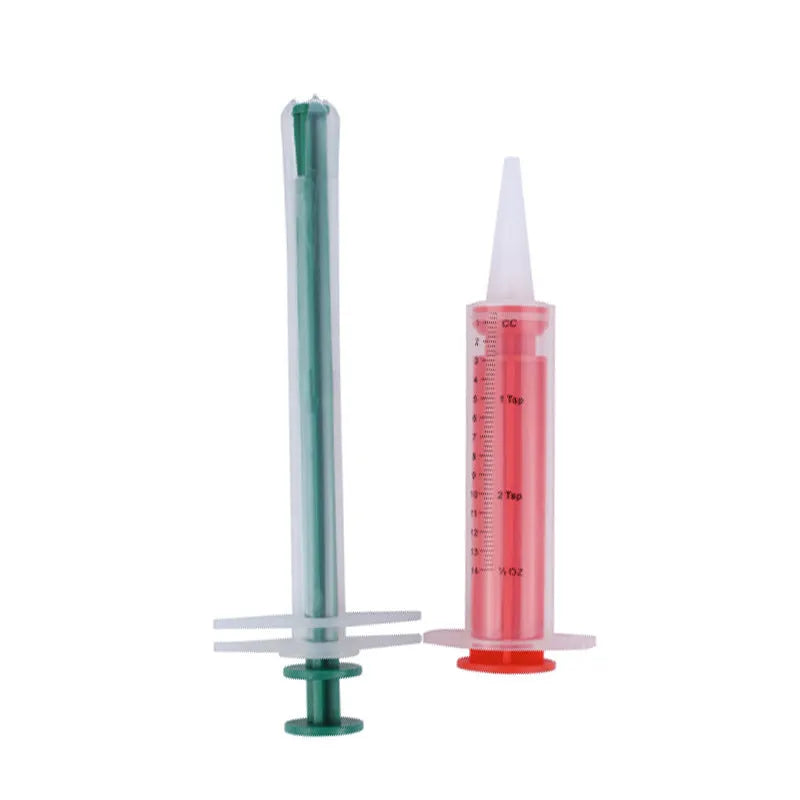 Two pet pill shooters with soft silicone tips for administering medication to cats and small dogs