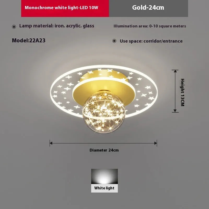Modern LED ceiling lamp with wireless remote control for hallways in gold, black, or white finish