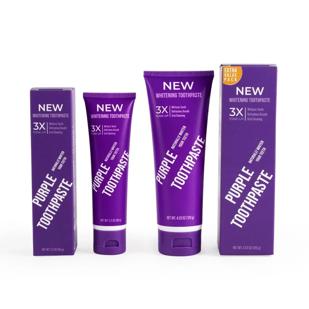 Purple whitening toothpaste tube 120g for removing yellow stains from adult teeth