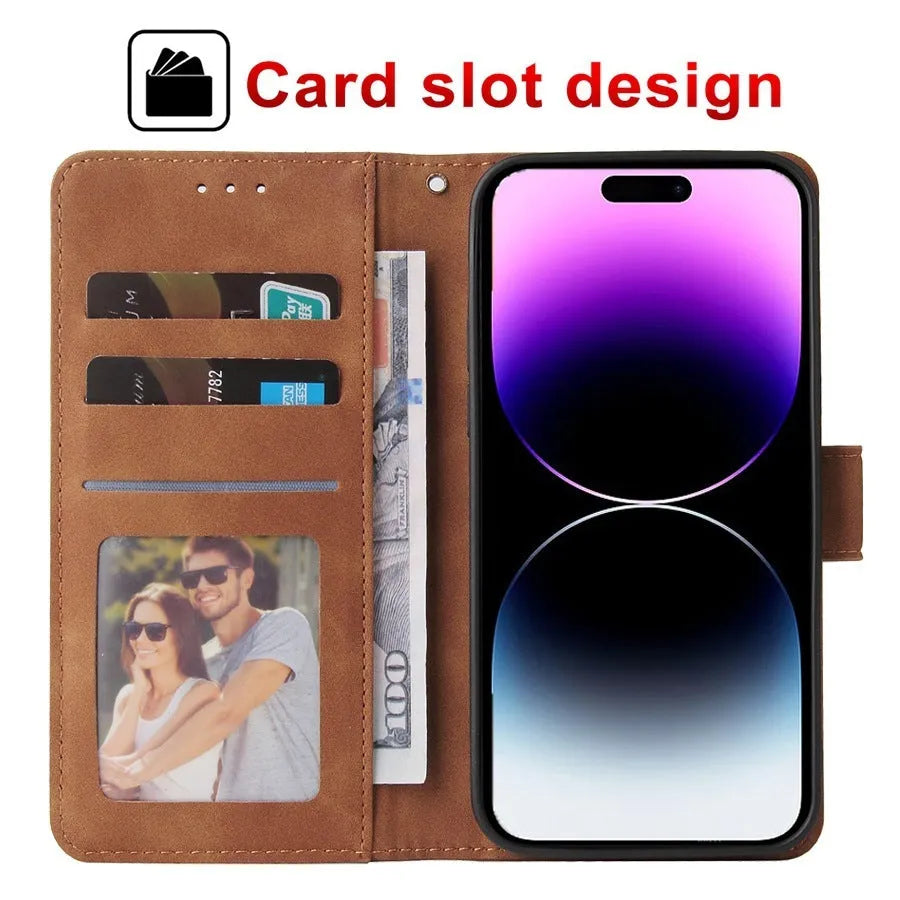 Flip case wallet card holder for iPhone, TPU leather, stand, card slots, black