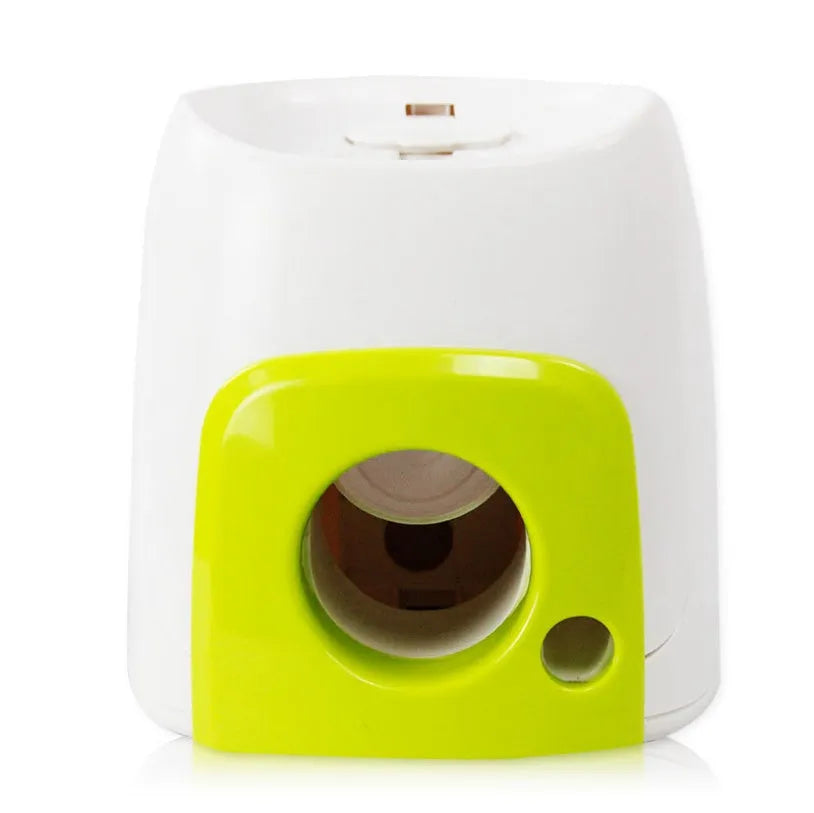 Dog tennis food award machine interactive treat dispenser with tennis ball, ABS plastic, 16x16x20cm size