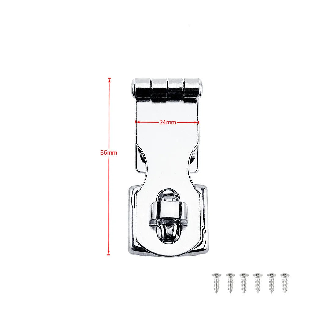 Silver marine-grade 304 stainless steel lock latch bolt with mirror finish for doors and cabinets