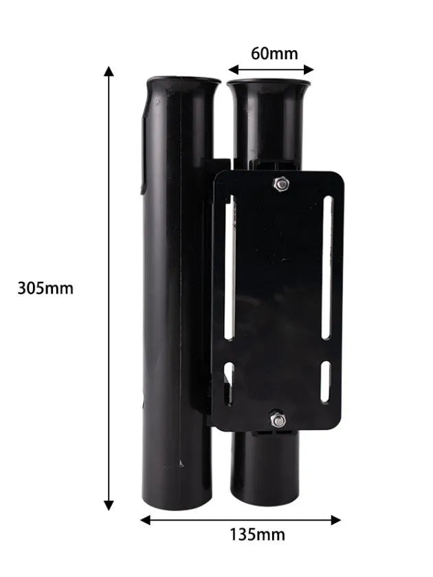 Carbon fibre fishing rod rack with pipe clamp for motorcycle and bicycle attachment