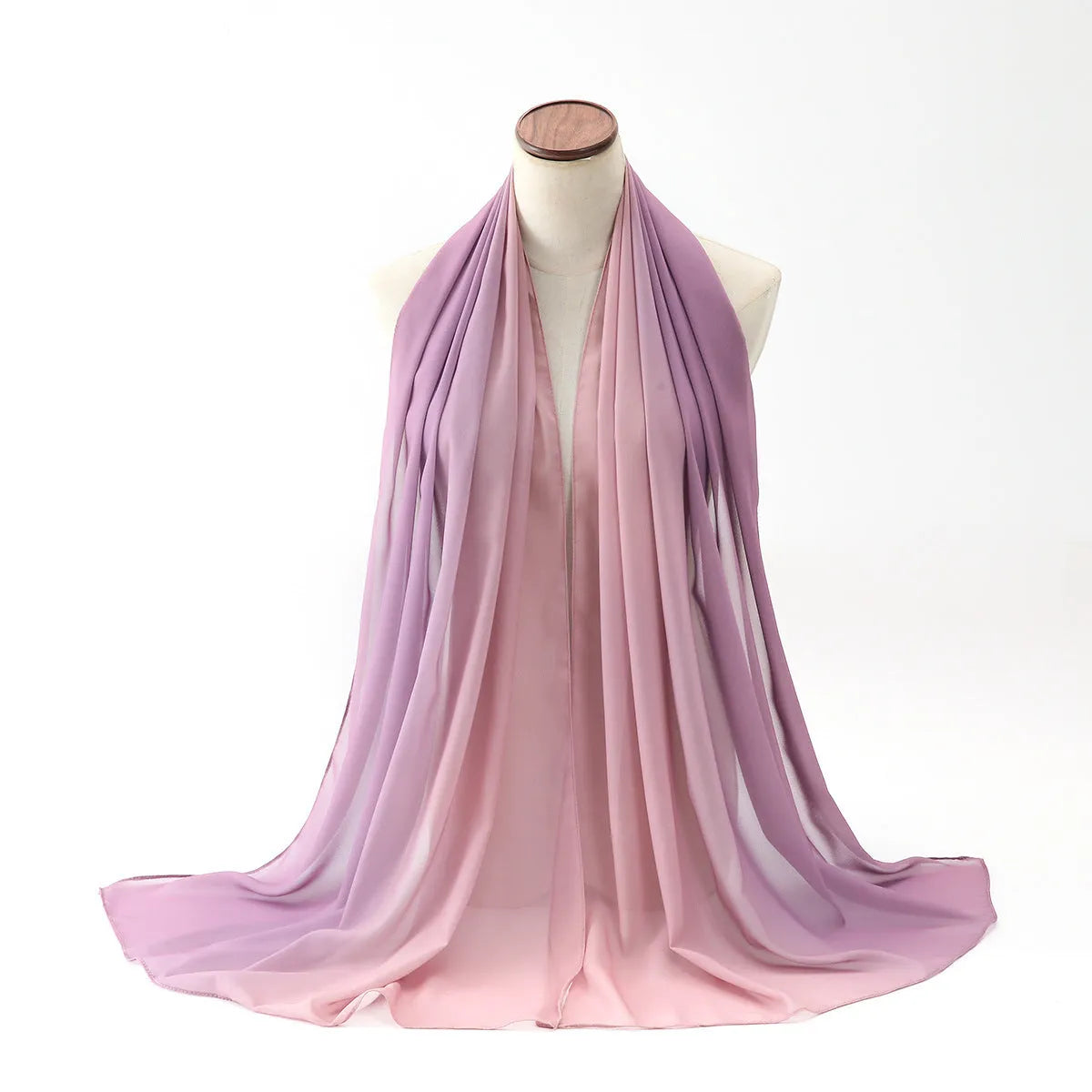 Women's chiffon bubble towel scarf in ethnic Pu long style showing texture and drape