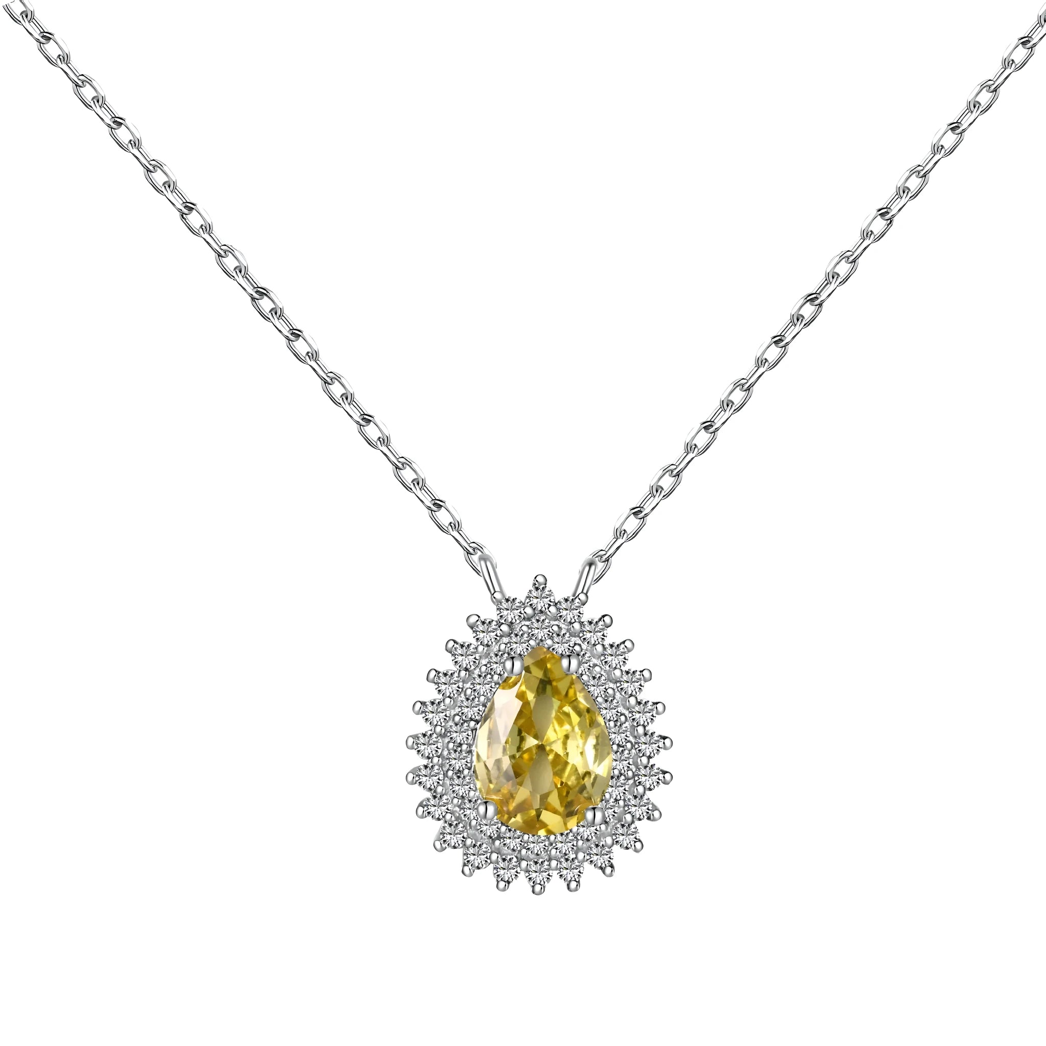 Sterling silver jewellery set with water droplet design necklace ring and earrings in gold finish