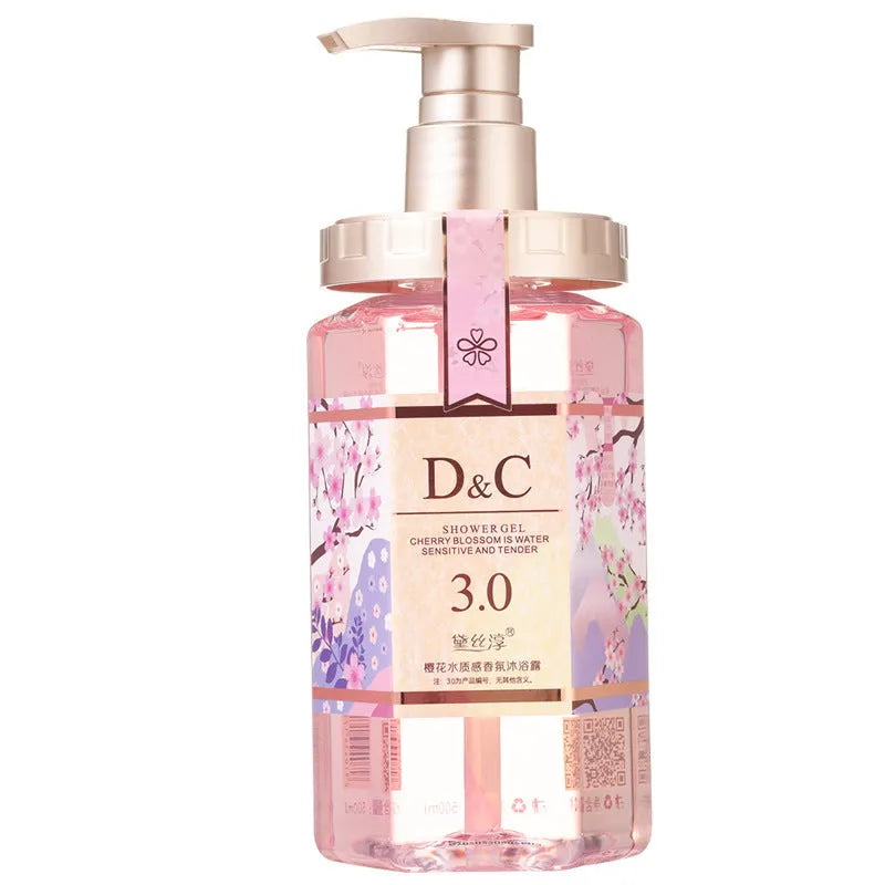 Sakura shampoo, conditioner, and shower gel set in 500ml bottle for deep cleaning and frizz control.