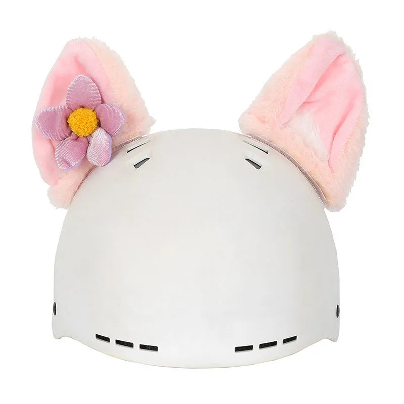 A plush fabric cartoon helmet cover set for adults, showing character designs like a bear and dinosaur for cosplay.