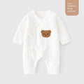 Cotton newborn jumpsuit long sleeve casual baby clothes white jacquard teddy bear strap
