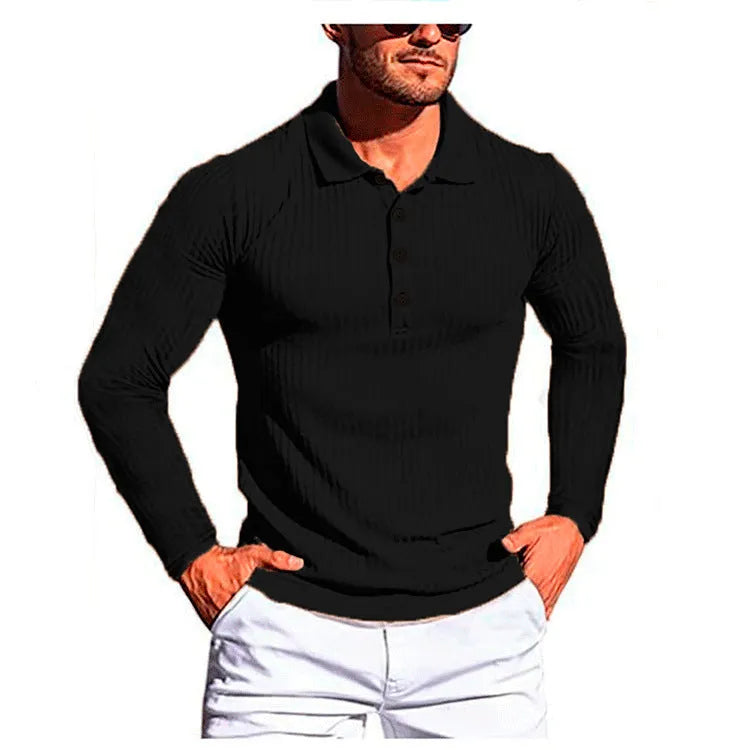 High elastic slim knit bottoming shirt in striped pattern with short sleeves and loose fit