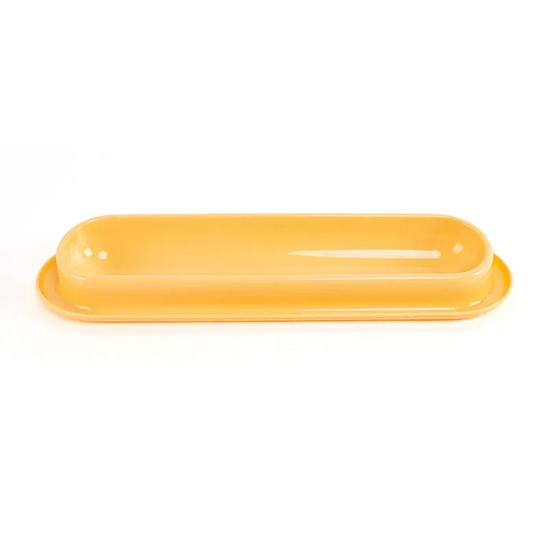 Green pink yellow pet food water feeder with stainless steel bowls and leakproof silicone mat