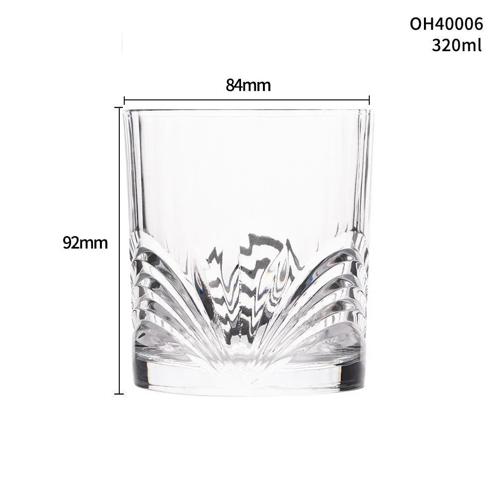 Thick bottom whiskey shot glass in glass construction with 301-400ml capacity showing colour options
