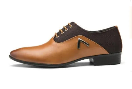 Men's black Oxford shoes made of artificial PU leather with a rubber sole and lace-up design.