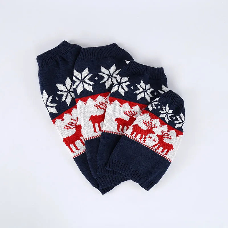 Navy blue knitted Christmas sweater for dogs with acrylic construction