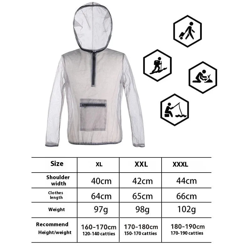 Smoky grey Rayman Jungle Run mesh insect-proof jacket for outdoor sports like hiking and mountaineering.