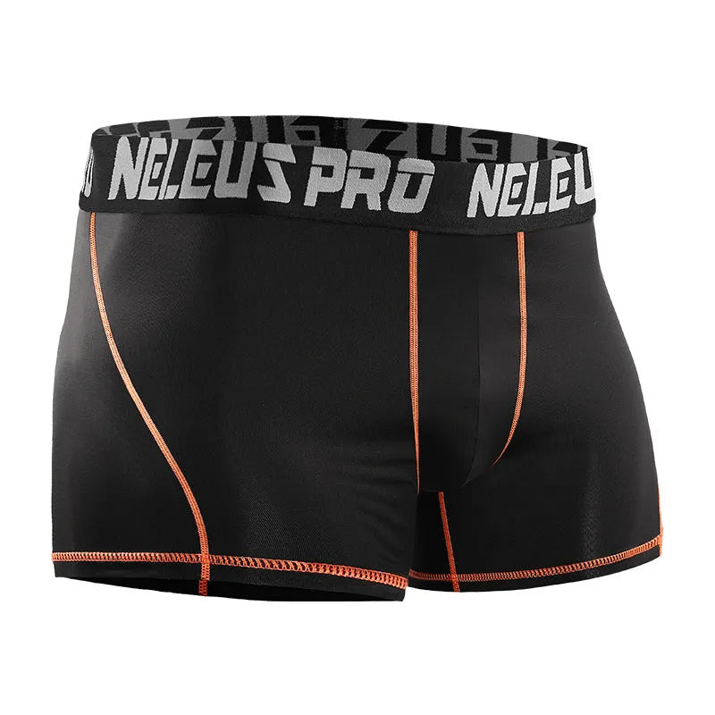 Men's anti-wear compression shorts for running, black colour, polyester fibre, sizes M to XXL