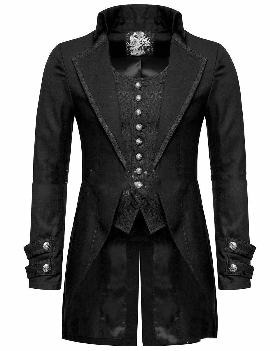 Black Victorian morning gown cosplay jacket chemical fibre blend unisex costume