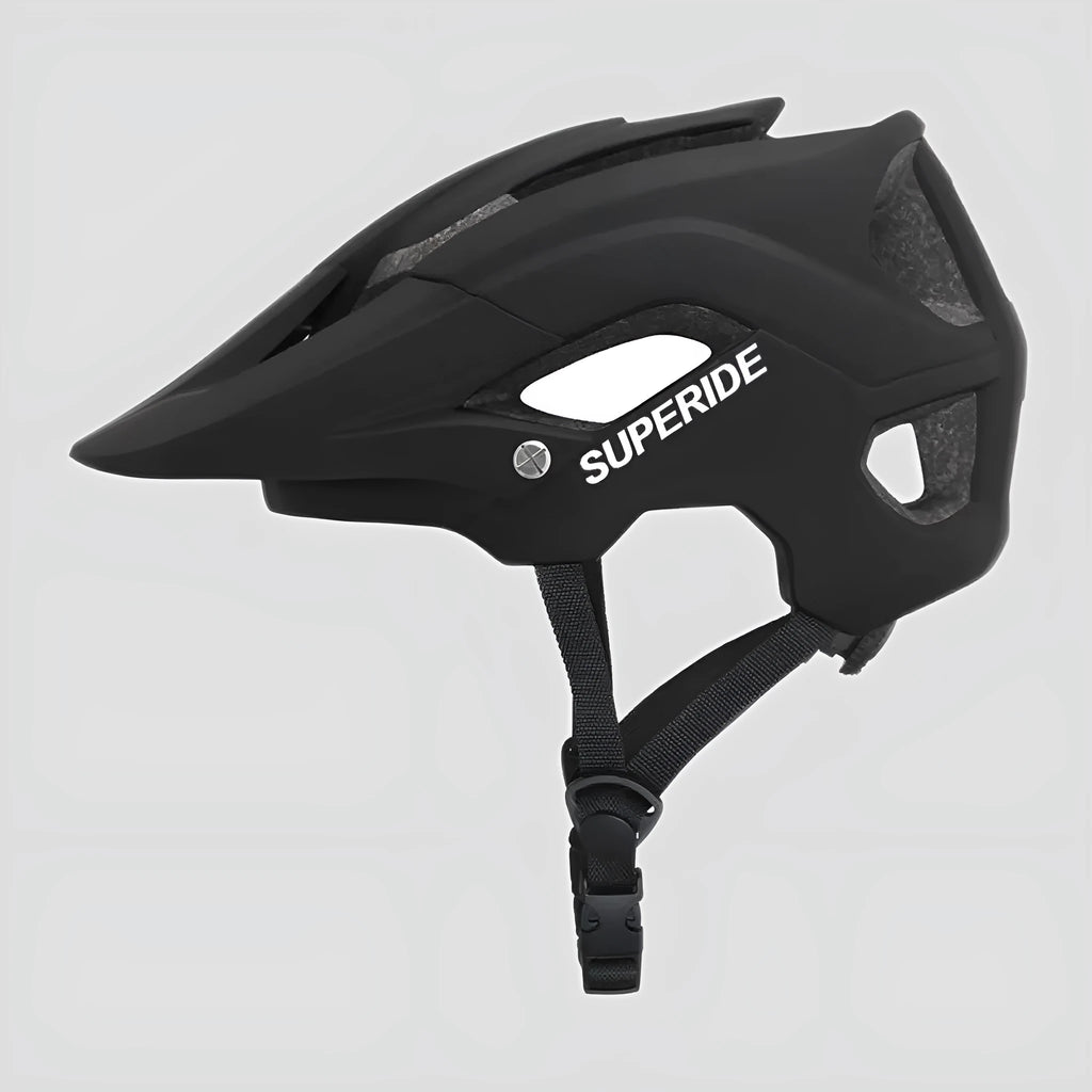Ultra-light integrated PC adult mountain bike helmet in camouflage colour side view