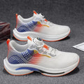 Men's white and blue mesh sneaker with a rotating buckle closure and rubber sole