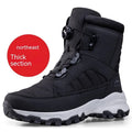 Men's button snow boots fleece-lined winter non-slip Oxford cloth upper black