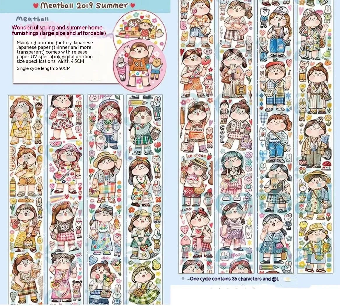 Cartoon character decorative stickers for haemorrhoid tape packaging on Japanese paper